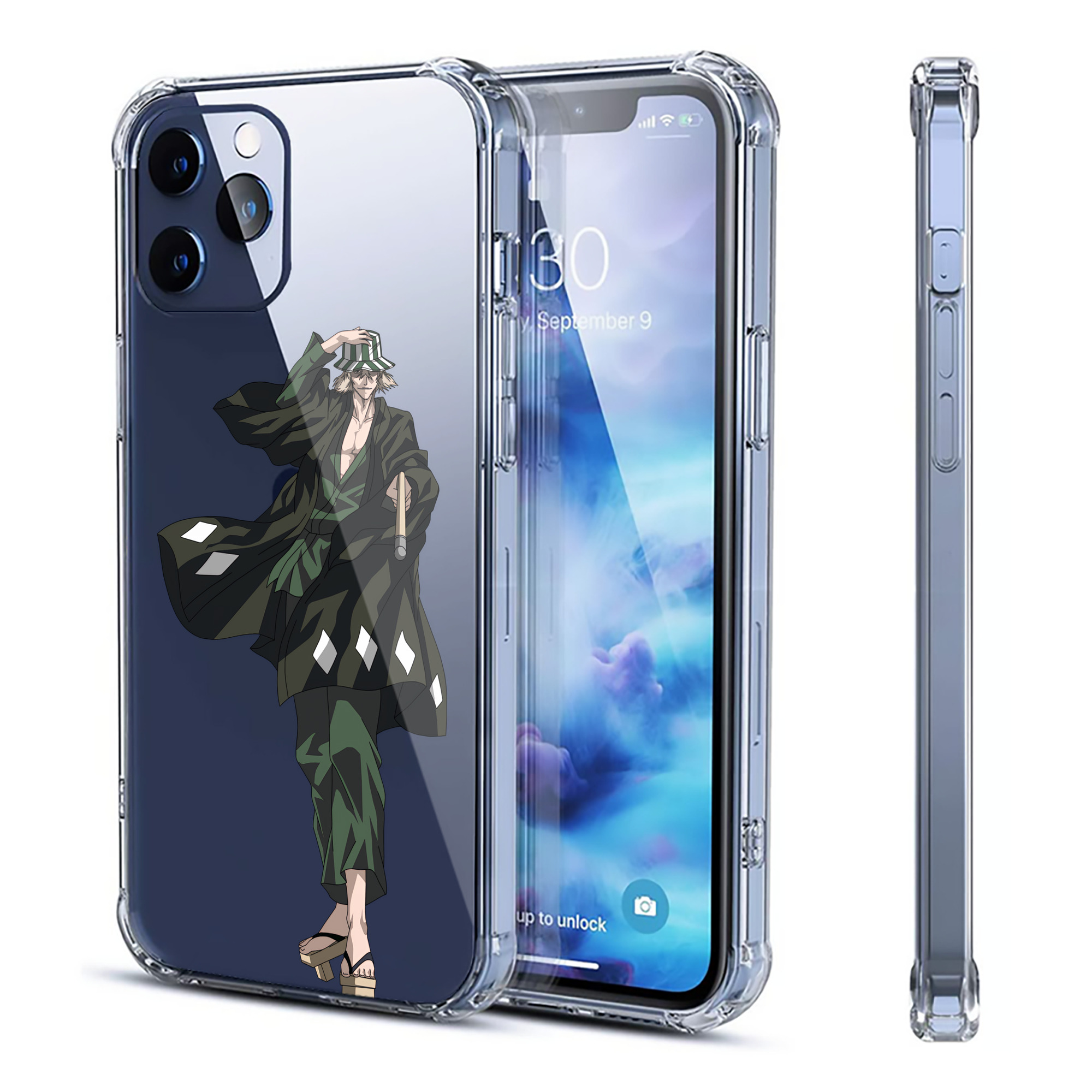 （画像用） "ブリーチ 浦原 喜助（うらはら きすけ） BLEACH Urahara Kisuke " 【iPhone 12シリーズ対応】透明スマホケース（クリアソフトケース）